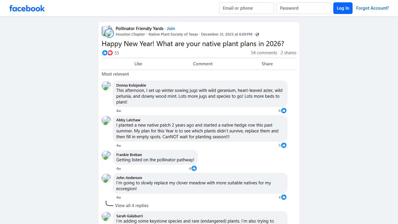 Pollinator Friendly Yards Happy New Year! What are your native plant plans in 2026 Facebook